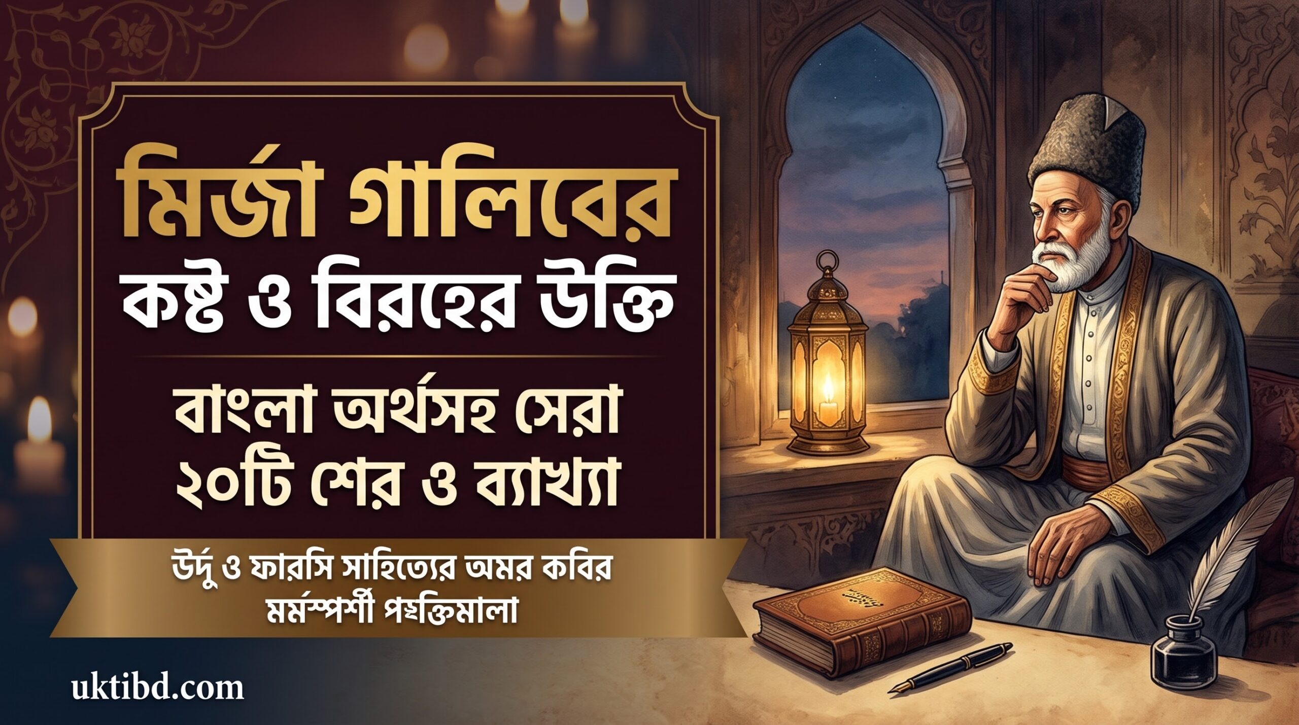 মির্জা গালিবের কষ্টের উক্তি: বাংলা অর্থসহ হৃদয় ছোঁয়া সেরা ২০টি শের